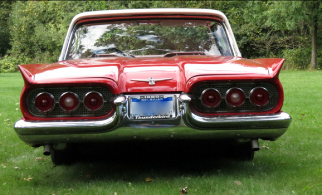 Very rare &#8220;gold&#8221; edition 1960 thunderbird 2 door hardtop with factory sunroof, 352 engine, automatic, power steering, red with red &amp; white interior, In transit &nbsp;