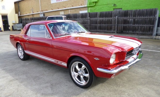 STUNNING 1965 MUSTANG COUPE VERY NICE PAINT AND RED/WHITE INTERIOR,289V8 ENGINE,AUTOMATIC,POWER STEERING. $36999