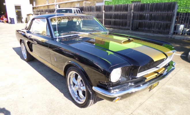 BEAUTIFUL BLACK/GOLD 1966 MUSTANG COUPE,289V8,AUTOMATIC,POWERSTEERING,A REAL HEAD TURNER PRICE $36999